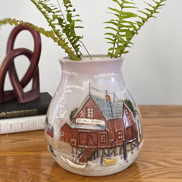 Vintage vase 8"‎ Hand painted lighthouse decoration - Picture 8 of 8